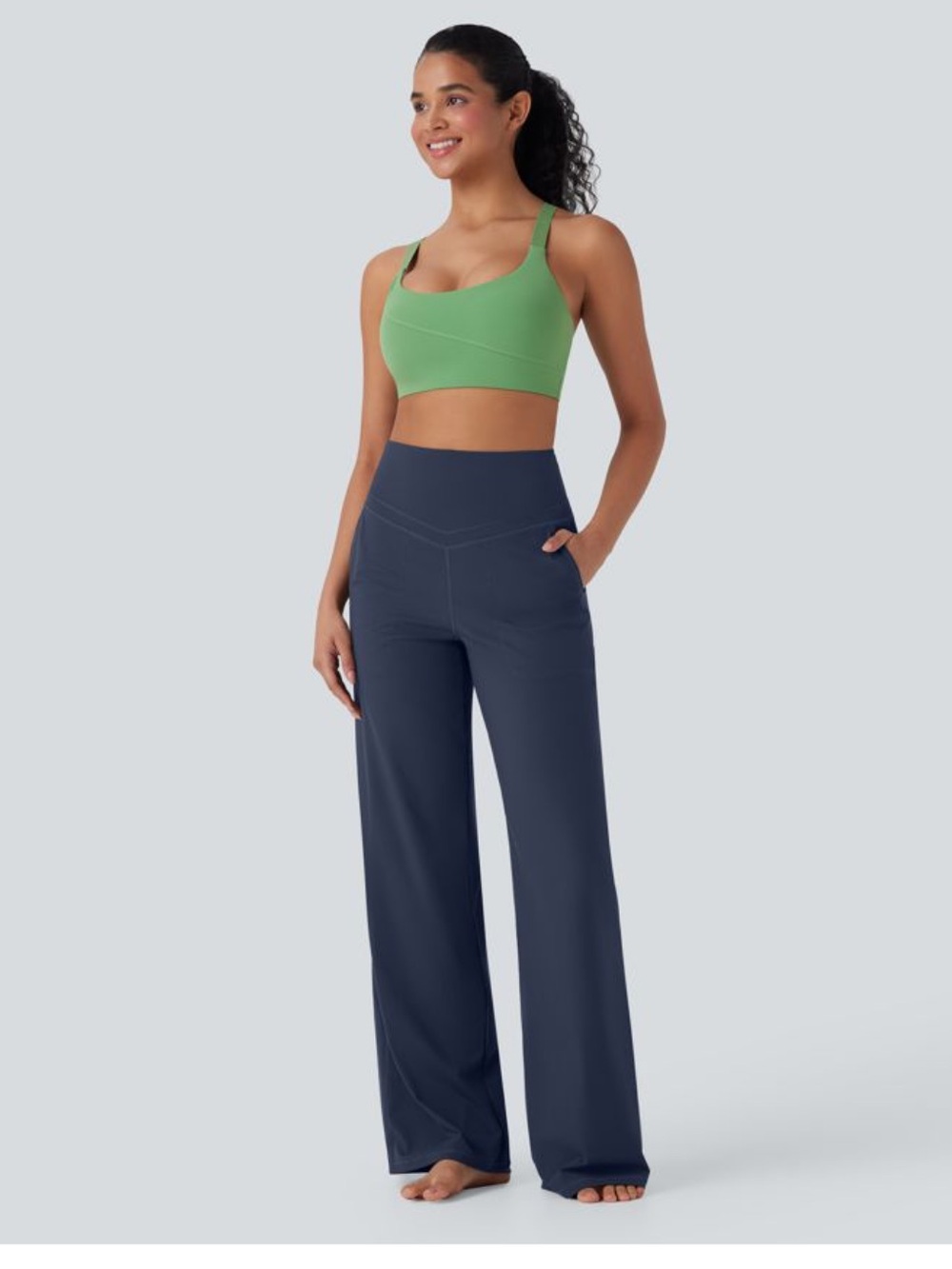 Halara UltraSculpt™ High Waisted Tummy Control Wide Leg Yoga Pants Size XL Navy